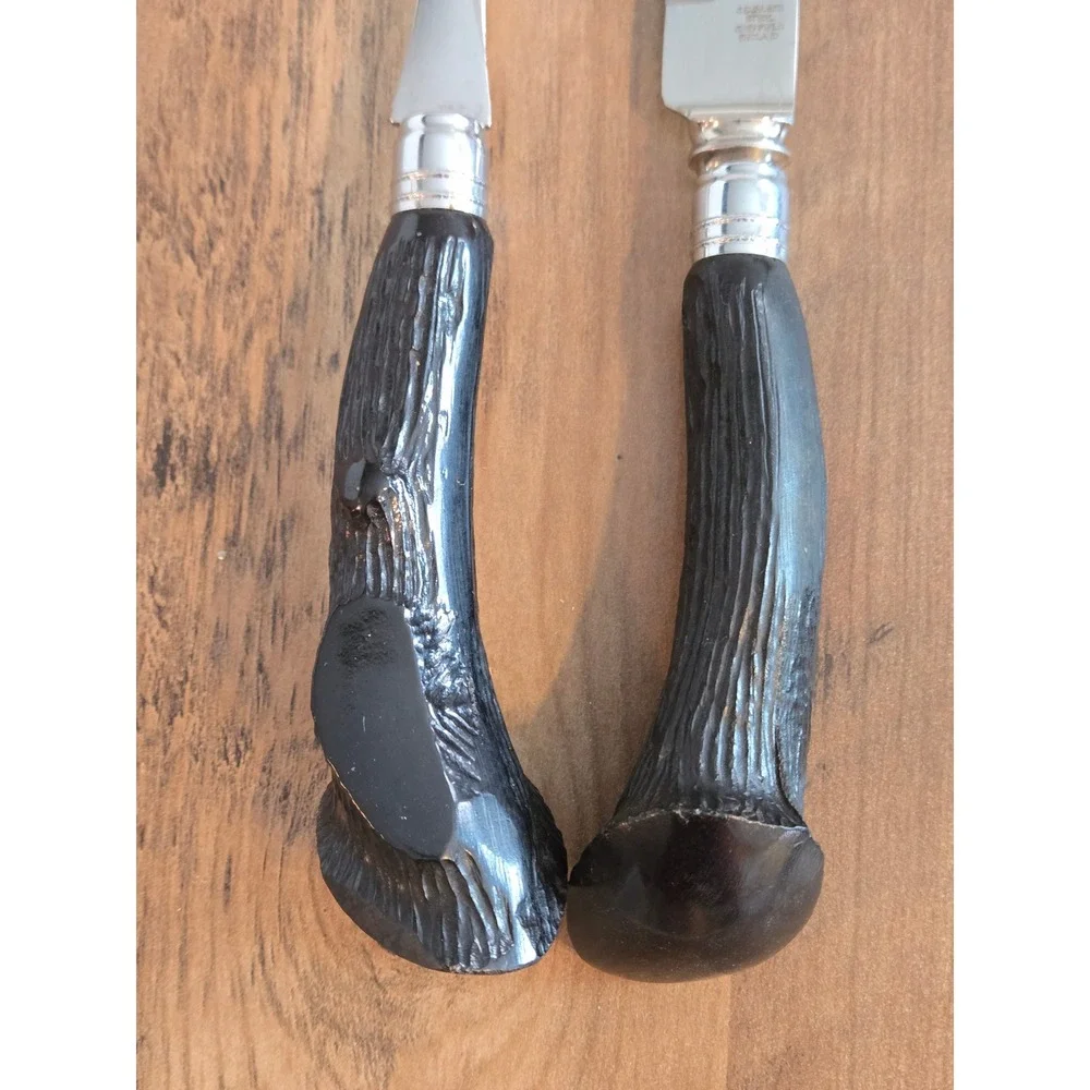 Vintage Sheffield England Stainless Steel Carving Set Faux Stag Handles 2 Piece